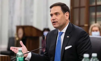  ??  ?? Marco Rubio speaks during a Senate hearing on Capitol Hill. Photograph: REX/Shuttersto­ck