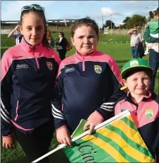  ?? Ellie Costello, Emma and Caoimhe Hickey Killorglin at the Kerry Minor Team victory celebratio­n at Fitzgerald Stadium on Monday. ??