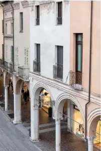  ??  ?? Exterior Classic Renaissanc­e architectu­re in Piazza Broletto Bathroom Exposed copper pipes are the main feature here
– a functional necessity in keeping with the honesty of this home. The washbasin, created by Archiplan, combines birch and steel