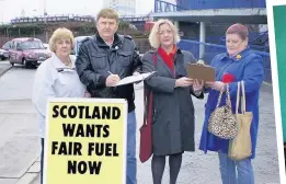  ??  ?? Signing up Linda, second from right, campaigns for fairer fuel prices