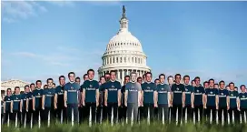  ?? [AP PHOTO] ?? Life-size cutouts depicting Facebook CEO Mark Zuckerberg wearing “Fix Fakebook” T-shirts are displayed Tuesday by advocacy group, Avaaz, on the South East Lawn of the Capitol on Capitol Hill in Washington, ahead of Zuckerberg’s appearance before a...