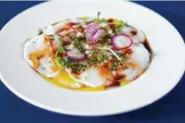  ?? Tardif’s American Brasserie ?? Serving classic French cooking like this scallop carpaccio, Tardif ’s American Brasserie is scheduled to open Oct. 20 near the Dominion on the North Side.