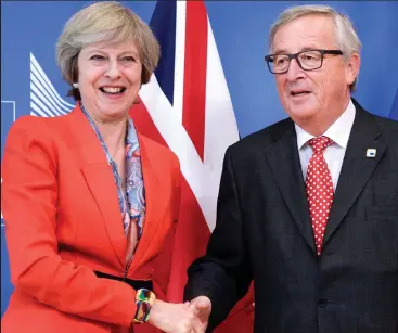  ??  ?? Offer: Theresa May and Jean-Claude Juncker will have a crunch meeting next week