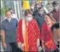  ?? HT ?? Congress national general secretary Priyanka Gandhi Vadra on arrival at Chaudhary Charan Singh airport in Lucknow on Thursday