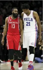  ?? THE ASSOCIATED PRESS FILE ?? New Sixers president Daryl Morey spent time Thursday praising Ben Simmons and his skills. But if part of that had something to do with an effort to make James Harden, left, a teammate of Joel Embiid, right, rather than an opponent, then don’t be surprised.