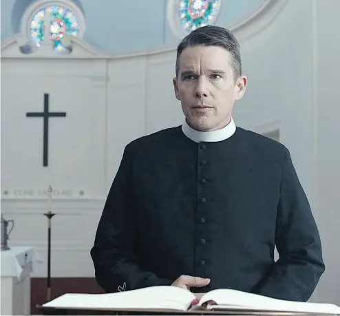  ?? HANDOUT-ABMO FILMS / THE CANADIAN PRESS ?? Actor Ethan Hawke plays a troubled pastor in First Reformed, an intense portrait of Christian disillusio­nment.