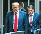  ?? ?? Former President Donald Trump exits Manhattan criminal court in New York