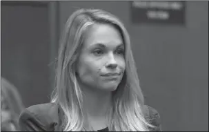  ?? The Associated Press ?? BODY SHAMING: Model and Playboy bunny Dani Mathers appears Wednesday in Los Angeles County Superior Court to answer charges related to her taking a photo of a naked, 71-year-old woman in a gym locker room and posting it on social media with insults...