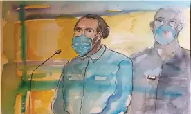  ?? Photograph: Elisabeth de Pourquery/AFP/Getty Images ?? A courtroom sketch of Ayoub El-Khazzani in the dock at the opening of the trial in Paris.