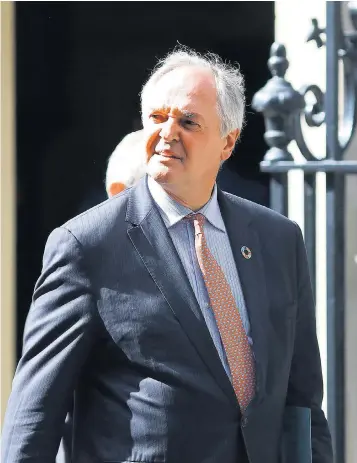  ??  ?? Paul Polman, chief executive of Unilever, leaves Downing Street following the Prime Minister’s first business council on Brexit