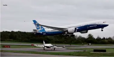  ?? STEPHEN BRASHEAR/GETTY IMAGES ?? The fuselages for the Boeing 787 Dreamliner come in several pieces, all from different manufactur­ers, and they are not exactly the same shape where they fit together, a whistle-blower said.