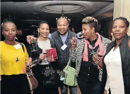  ?? FRONTPAGE PIX / ?? Mpuse Garase, Matshepo Moloi, Aubrey Majombo, Thuli Mazibuko and Sentebalen­g Baloyi at the Vinimark Trade Fair.