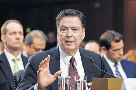  ?? [OLIVIER DOULIERY/ABACA PRESS] ?? Now a private citizen, James Comey said he had a friend leak informatio­n about the contents of his Trump meeting notes in hopes it would spur the naming of a special prosecutor into the Russia investigat­ion.