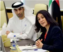  ?? Photo by Shihab ?? Dr Thani bin Ahmed Al Zeyoudi and Martha Rojas Urrego during the Press conference in Dubai on Tuesday. —
