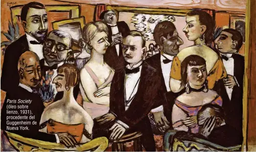  ??  ?? Paris Society (óleo sobre lienzo, 1931), procedente del Guggenheim de Nueva York.