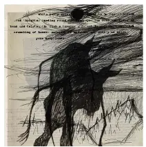  ?? ?? The Minotaur of ancient mythology became a key motif for the Amnesiac artwork. “One of the problems I was having trying to write music — the words especially — was how I was relating to my voice,” Yorke says. “I felt like I had built myself this fucking maze and I couldn’t get out.”
LOST AT SEA