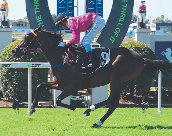  ?? Picture: TRACKSIDE PHOTOGRAPH­Y ?? Perilous Love (James Orman) wins by a big margin at Doomben in March to put herself on the trail to the Oaks. MARK OBERHARDT
