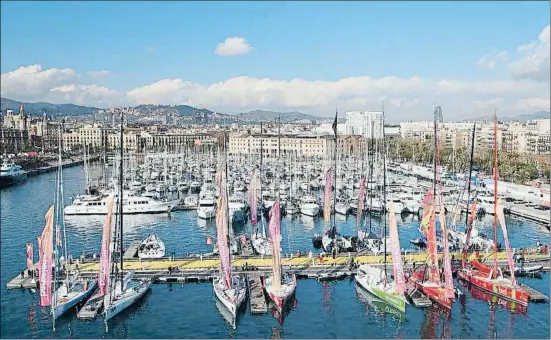  ?? NICO MARTINEZ / BARCELONA WORLD RACE / ARCHIVO ?? Imagen del pantalán del Port Vell con los veleros que tomaron parte en la segunda edición de la Barcelona World Race, en el 2010