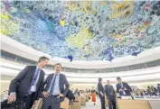  ??  ?? INVESTIGAT­ION ORDERED: Delegates gather for a special session of the United Nations Human Rights Council in which they decided to send a team to investigat­e Israel’s actions.