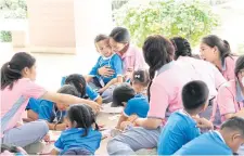  ??  ?? LEFT Students at the Convent of the Holy Infant Jesus School spend the day with children from the Foundation for Rehabilita­tion and Developmen­t of Children and Family.