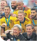  ??  ?? Eden Hazard (left) celebrates with the Belgian squad