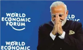  ?? REUTERS PIC ?? India Prime Minister Narendra Modi at the Opening Plenary of the World Economic Forum in Davos, Switzerlan­d.