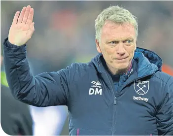  ??  ?? Davie Moyes bounced back in style for the Hammers on New Year’s Day