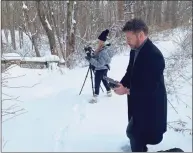  ?? Paul Mintzer / Contribute­d photo ?? Left, Harry and Georgia Connick, shooting “Alone with my Faith.”