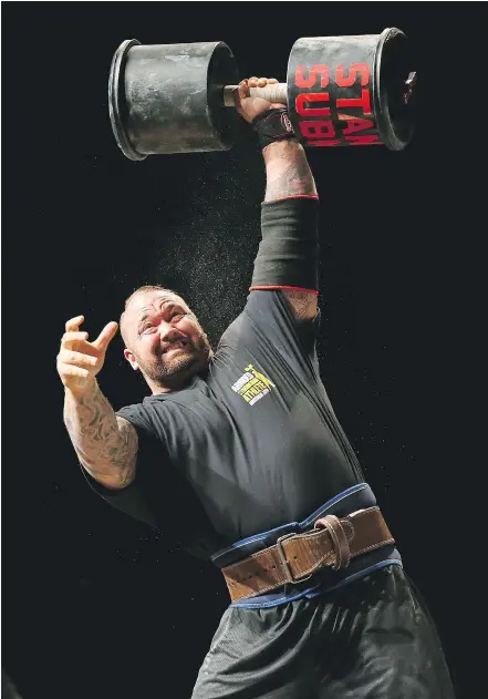  ?? — GETTY IMAGES FILES ?? Hafthor Julius Bjornsson of Iceland competes in the 2016 Arnold Classic Profession­al Strongman competitio­n last march in Melbourne, Australia.