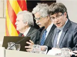  ?? RAFA GARRIDO / ACN ?? Bricall, Tarradella­s i Puigdemont, dilluns passat