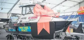  ?? Picture / Michael Craig ?? This $150,000 boat will be won at the New Zealand Boat Show which runs until Sunday at the ASB Showground­s.