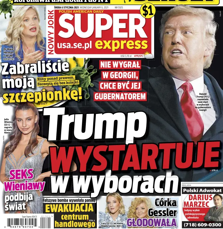  ??  ?? Donald Trump (75 l.) zapowiada swój start w wyborach na gubernator­a Georgii