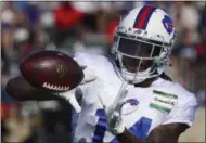  ?? ADRIAN KRAUS —THE ASSOCIATED PRESS FILE ?? In this July 29 file photo, Buffalo Bills wide receiver Sammy Watkins catches a pass during an NFL football training camp. The Bills shook up their roster with two separate blockbuste­r trades Friday, dealing starting receiver Sammy Watkins to Los...