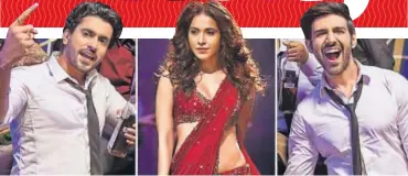  ??  ?? Sunny Singh, Nushrat Bharucha and Kartik Aaryan