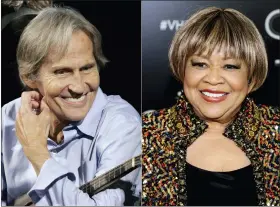  ?? ASSOCIATED PRESS FILE PHOTOS ?? Left, in a Dec. 3, 2007photo, singer Levon Helm appears on the “Imus in the Morning” program in New York. Right, in a Dec. 18, 2011, phoro, Mavis Staples appears at the “Vh1 Divas Celebrates Soul” in New York.