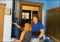  ?? ?? Derby-Shelton Rotary Club members Linda HolmesHann­on and Judy Gulish, above, and club President Julie Blakeman and fellow member Kim Ryan-Caro, below, painting the new Echo Hose Training Center training simulation room on Saturday.