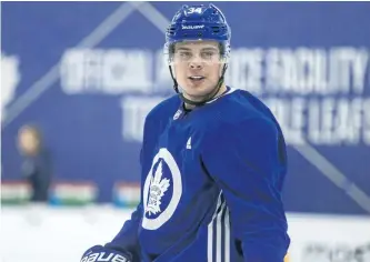  ?? ERNEST DOROSZUK/TORONTO SUN ?? Auston Matthews skates during a Maple Leafs practice earlier this week in Toronto. The young Leafs star hasn’t played since Dec. 9.