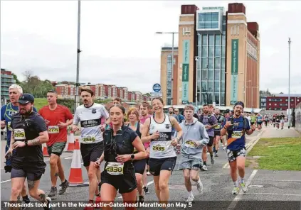  ?? ?? Thousands took part in the Newcastle-gateshead Marathon on May 5