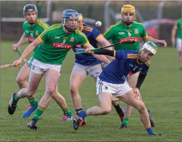  ??  ?? Wicklow’s John Henderson keeps his eyes on the ball.