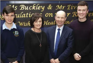  ??  ?? Retiring Principal Shane Eivers with his family, David, Mary and Conor.