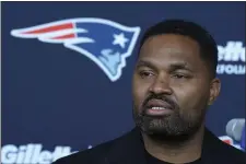  ?? STEVEN SENNE — THE ASSOCIATED PRESS ?? Newly-named New England Patriots head coach Jerod Mayo faces reporters on Wednesday, Jan. 17during a news conference in Foxboro.