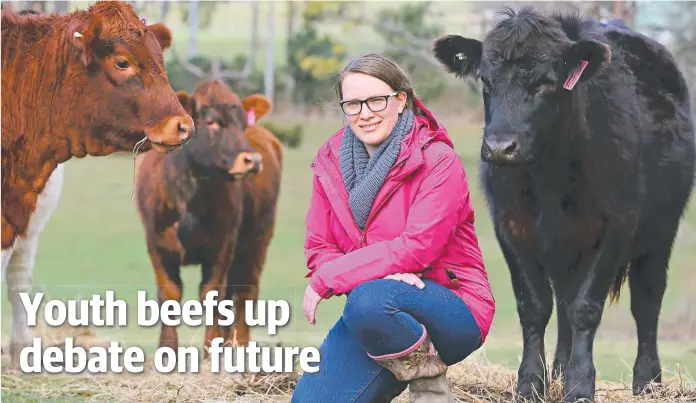  ?? Picture: CHRIS KIDD ?? TACKLING THE ISSUES: Ella Anderson, the Tasmanian finalist in a national beef industry competitio­n, with her heifers at Mayberry, in the North near Mole Creek.