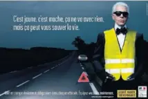  ?? FOTO: V. DE VIGUERIE (GETTY IMAGES) ?? Arriba, protestas en París este 1 de diciembre. Sobre estas líneas, campaña francesa de seguridad vial de 2008, con el diseñador Karl Lagerfeld.