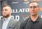  ?? BELLATOR ?? Champion Rory MacDonald, right, will defend his Bellator welterweig­ht title against Jon Fitch, left.