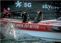  ?? ?? ‘‘. . . we have been full speed concentrat­ing on our AC75, that’s our full focus,’’ said Kevin Shoebridge, left with Team NZ boss Grant Dalton, of a design team looking to evolve their next generation Barcelona boat from the 2021 Cup winner Te Rehutai, right, which appeared a significan­t step ahead of its rivals.