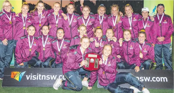  ?? Picture: CLICK IN-FOCUS ?? ROCK SOLID: Townsville’s star goalkeeper Hannah Astbury and the Queensland Flames under-21 side clinched gold at the Hockey Australia National Championsh­ips in Lismore in NSW this week.