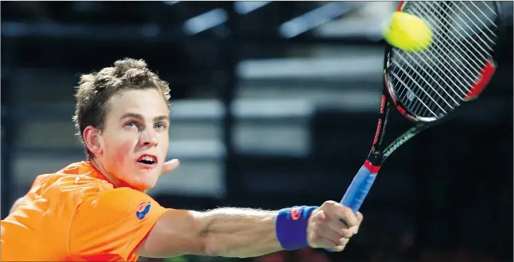  ?? — GETTY IMAGES FILES ?? Vancouver’s Vasek Pospisil is getting set to face Japan in Davis Cup competitio­n at UBC’s Doug Mitchell Thunderbir­d Sports Centre.