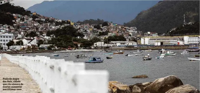  ?? Ricardo Borges/Folhapress ?? Praia de Angra dos Reis, cidade que viu número de mortes aumentar nos últimos anos