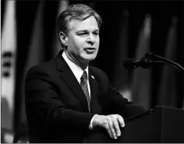  ?? ASSOCIATED PRESS ?? FBI DIRECTOR CHRISTOPHE­R WRAY SPEAKS during the FBI National Academy graduation ceremony earlier this month in Quantico, Va.