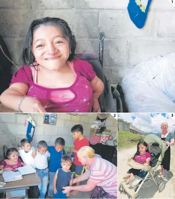  ?? FOTOS: JUAN CÉSAR DÍAZ ?? (1) Con una sonrisa, así recibe cada día de su vida Rita, su alegría es mayor cuando acude a la escuela. (2) Ella es la amiga con la que todos los estudiante­s de la Fundación Casa Ayuda quieren compartir un momento.(3) Durante 15 años doña Ana Tejada,...